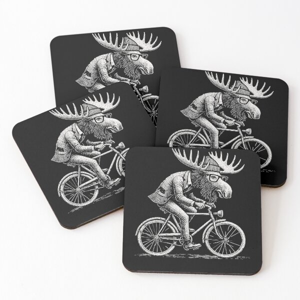Item preview, Funny Bicycle Motif With Moose For Hobby Cyclists designed and sold by LuminOrb.