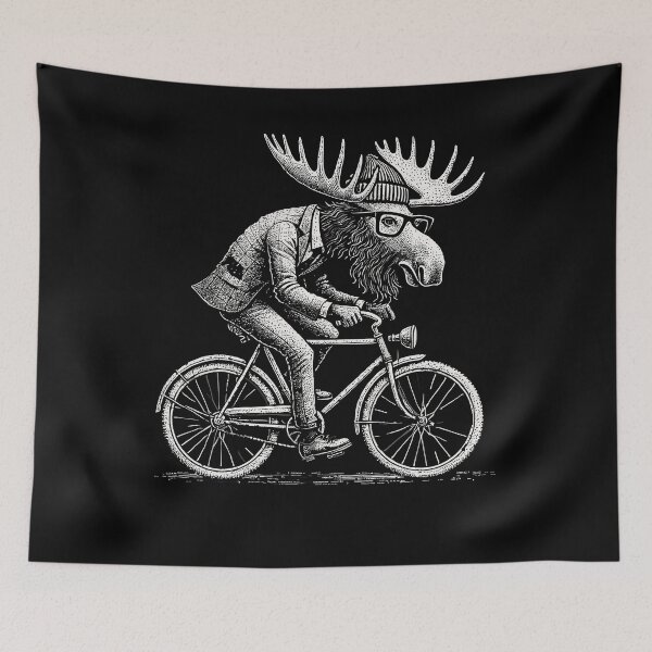 Item preview, Funny Bicycle Motif With Moose For Hobby Cyclists designed and sold by LuminOrb.