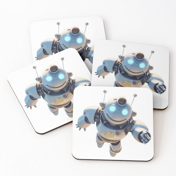 Item preview, funny robots - A smiling white robot  designed and sold by SplashPixel.