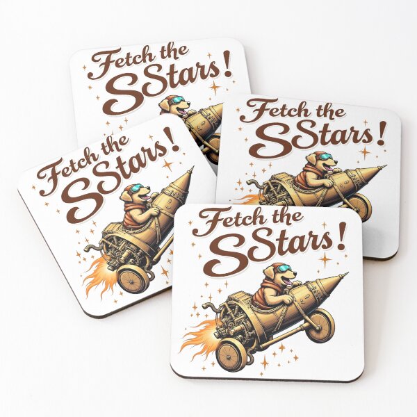 Item preview, Fetch the Stars! A Golden Retriever piloting a steampunk rocket funny puns designed and sold by Animalpetslover.