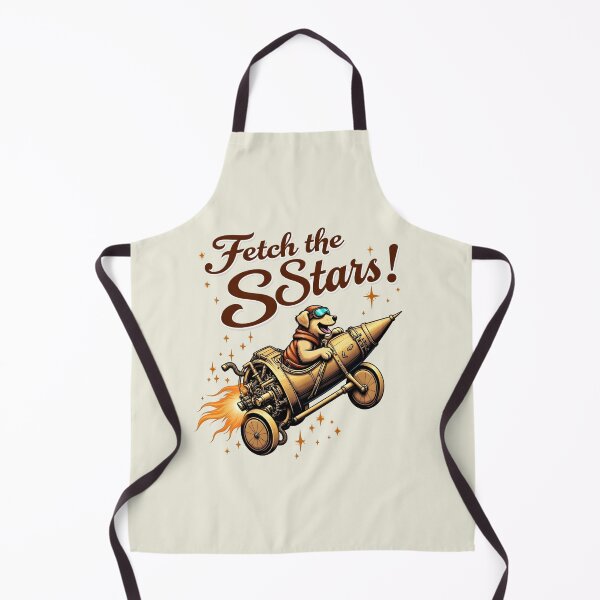 Item preview, Fetch the Stars! A Golden Retriever piloting a steampunk rocket funny puns designed and sold by Animalpetslover.