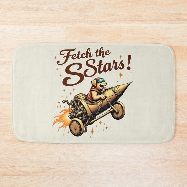 Item preview, Fetch the Stars! A Golden Retriever piloting a steampunk rocket funny puns designed and sold by Animalpetslover.