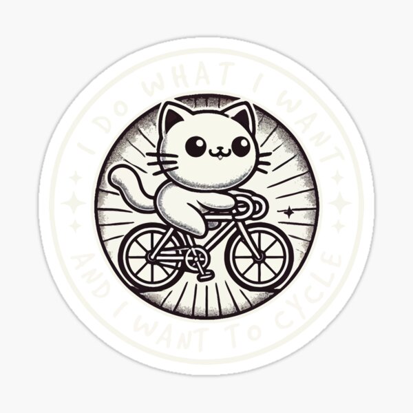 Item preview, Funny Bicycle Cat With A Clear Attitude designed and sold by LuminOrb.
