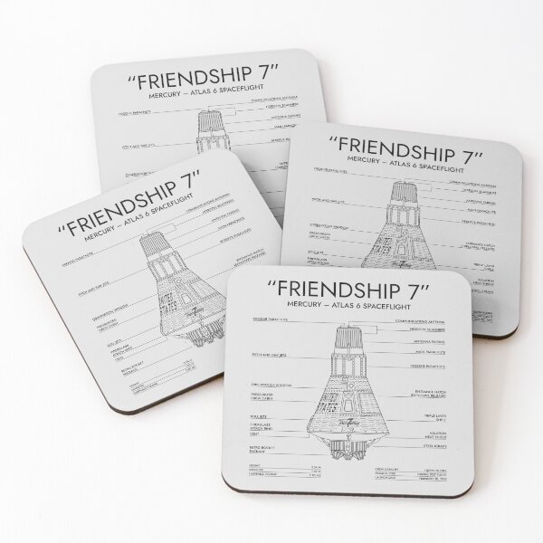 Item preview, Friendship 7. Mercury-Atlas 6 Spacecraft (White Stencil-No Background) designed and sold by BGALAXY.