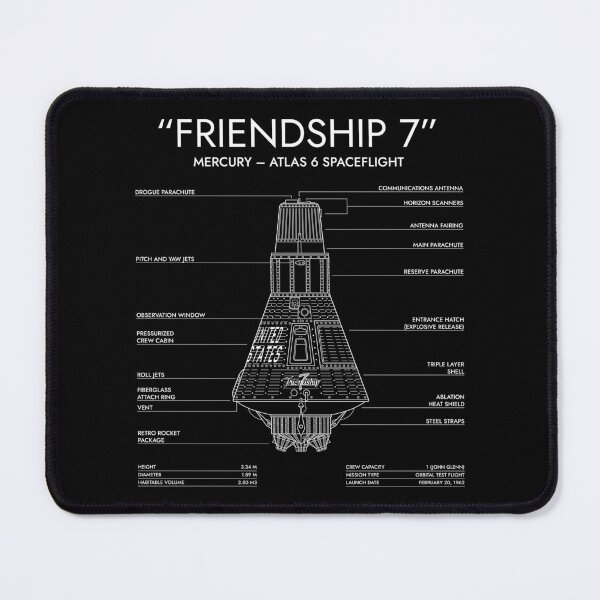 Item preview, Friendship 7. Mercury-Atlas 6 Spacecraft (White Stencil-No Background) designed and sold by BGALAXY.