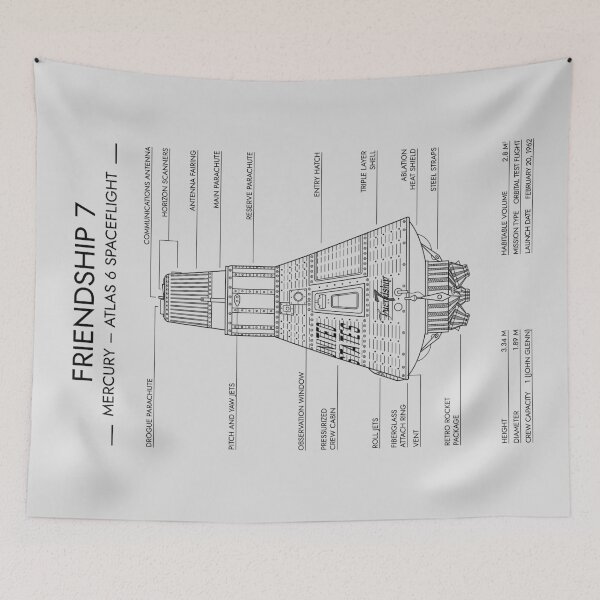 Item preview, Friendship 7. Mercury-Atlas 6 Spacecraft (White Stencil-No Background) designed and sold by BGALAXY.