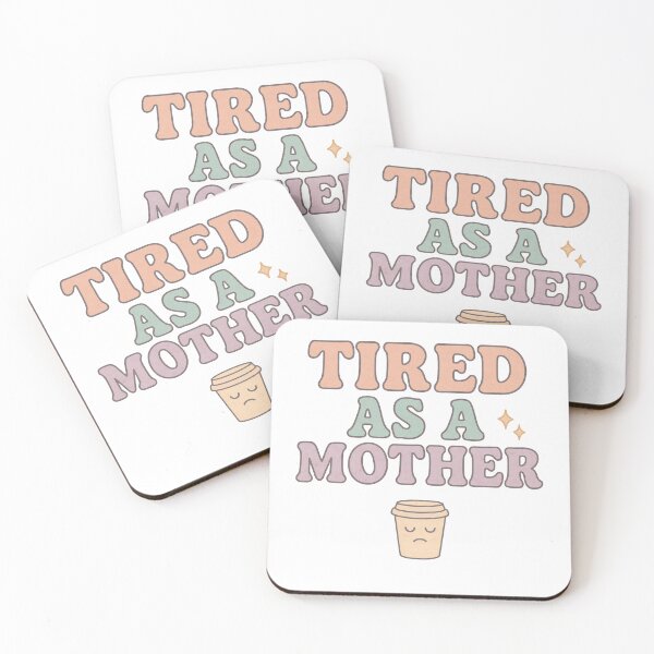 Item preview, Tired As A Mother Retro Pastel Funny Mom Design – Sleepy Coffee Cup Quote Art for Sublimation, Shirts, Stickers & Gifts designed and sold by ArtbotsGallery.