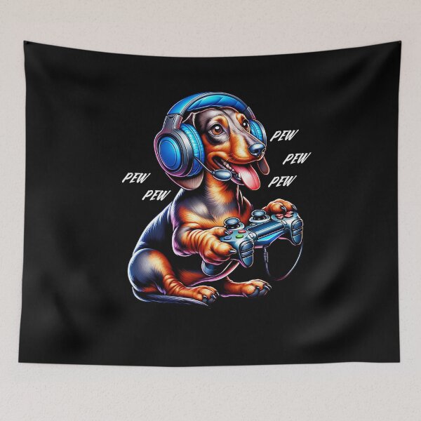 Item preview, Dachsund Video Game Dog Gaming Nerd designed and sold by Kimberley King Art  King Art.