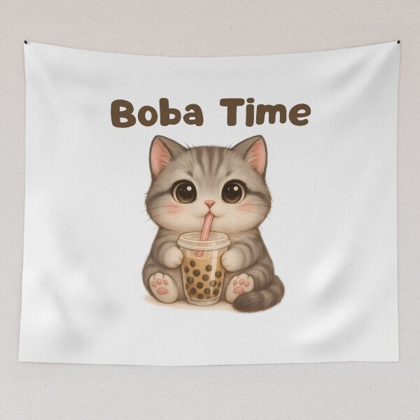 Item preview, Boba Time Kawaii Cat Anime Chibi designed and sold by thebest-2studio.