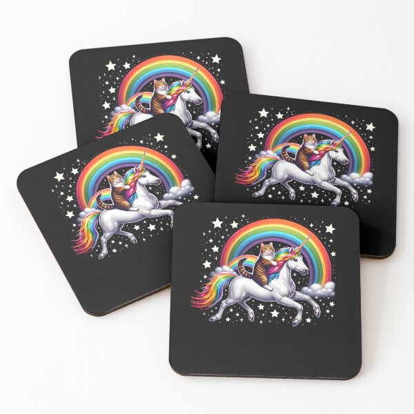 Item preview, Cat Riding Unicorn Rainbow Kitten designed and sold by Kimberley King Art  King Art.