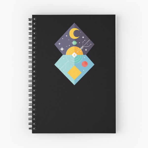 Item preview, Space geometrics with crescent moon and planets designed and sold by jazzydevil.