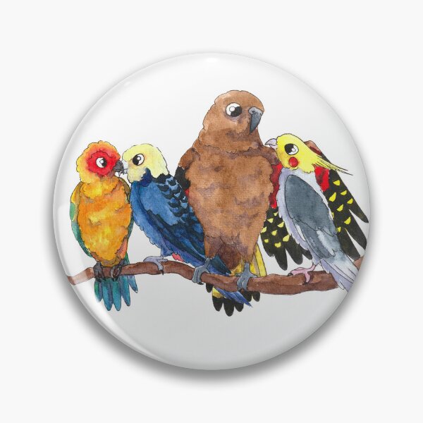 Item preview, Unique illustration made by me in watercolor of the 4 species of parrots designed and sold by Chouetteplanete.