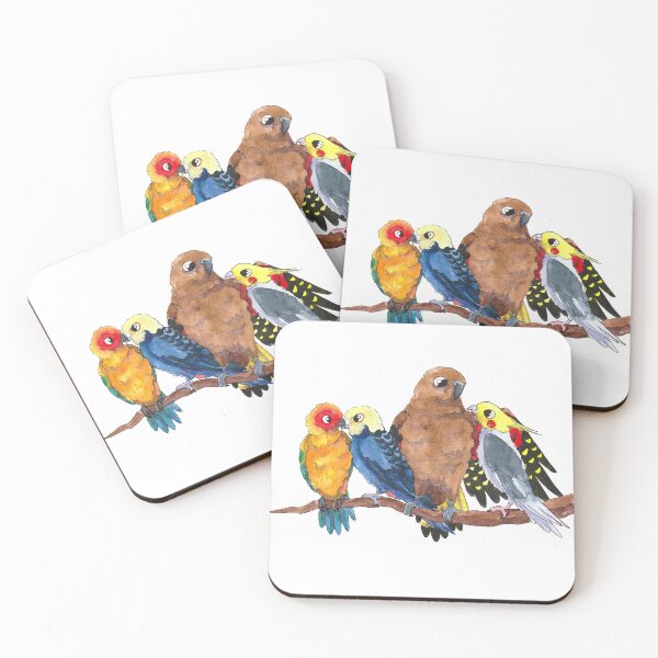 Item preview, Unique illustration made by me in watercolor of the 4 species of parrots designed and sold by Chouetteplanete.