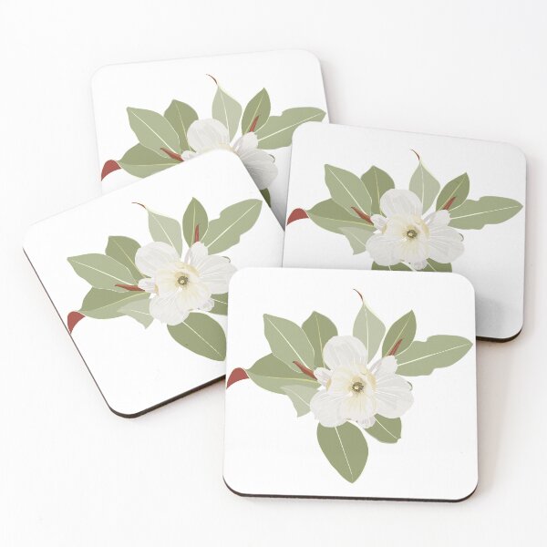 Item preview, Beautiful white magnolia flowers on a branch with leaves. designed and sold by MatyKotiv.