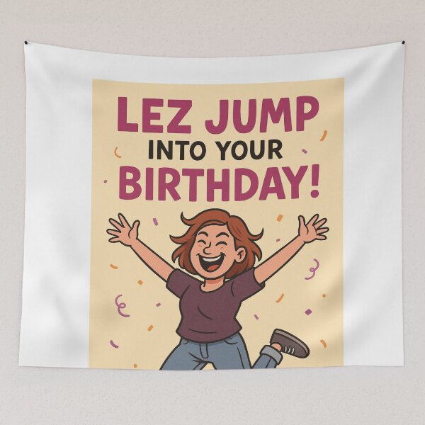 Item preview, Lesbian Birthday Card – Lez Jump into Your Birthday designed and sold by Aryabek.