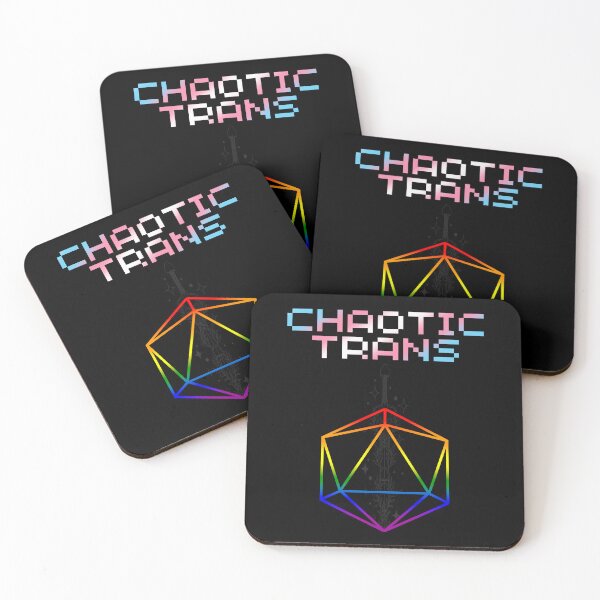 Aperçu de l'œuvre Couleurs chaotiques du drapeau de la fierté trans, transgenre D20, Trans D&D Design 2 créée et vendue par Travelslightly.