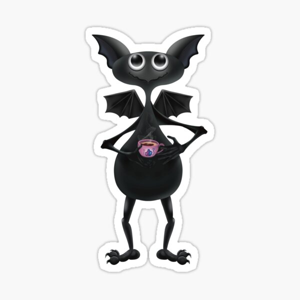 Artikel-Vorschau von Batty Barista Süße Gothic Fledermaus mit Kaffeetasse, designt und verkauft von Elizarfa.