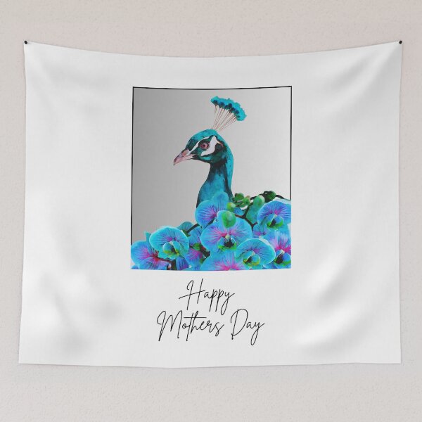 Item preview, HAPPY MOTHERS DAY CARD, BLUE PEACOCK, FLORAL  designed and sold by AASparksDesigns.
