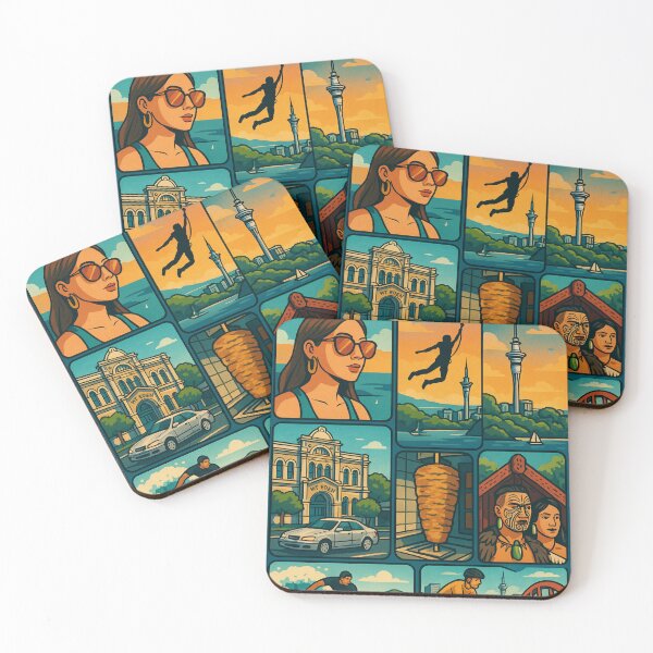 Item preview, Auckland Postcard – Colorful Illustrated City Collage designed and sold by Aryabek.