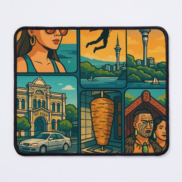 Item preview, Auckland Postcard – Colorful Illustrated City Collage designed and sold by Aryabek.