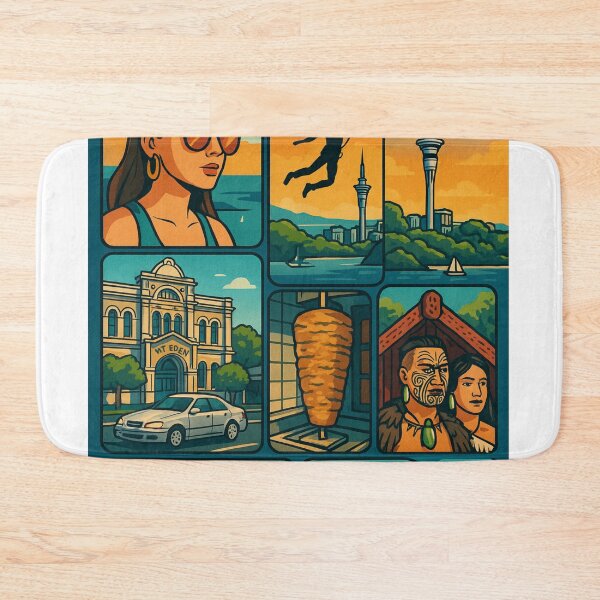 Item preview, Auckland Postcard – Colorful Illustrated City Collage designed and sold by Aryabek.
