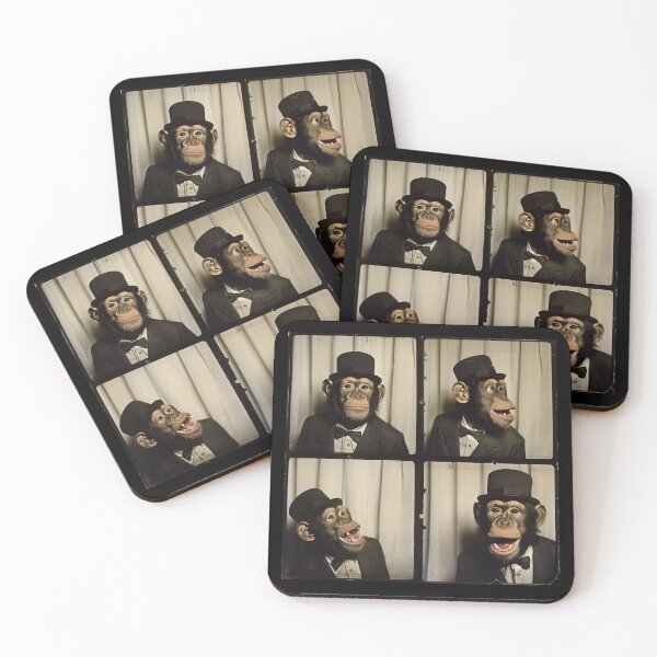 Item preview, Monkey in Top Hat – Funny Retro Animal Photobooth designed and sold by RockFireMerch.