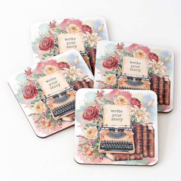 Item preview, Vintage Typewriter & Floral Watercolor - Write Your Story Art Print designed and sold by ChenEngEng.