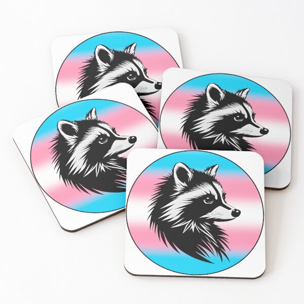 Item preview, Adorable Raccoon with Transgender Pride Flag Colored Background, Trans Flag Design  designed and sold by Travelslightly.