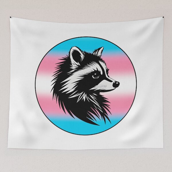 Item preview, Adorable Raccoon with Transgender Pride Flag Colored Background, Trans Flag Design  designed and sold by Travelslightly.