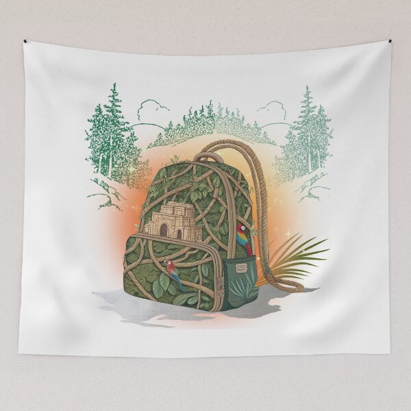 Item preview, Lost Jungle Ruins Backpack – Mystical Adventure Illustration designed and sold by ChenEngEng.