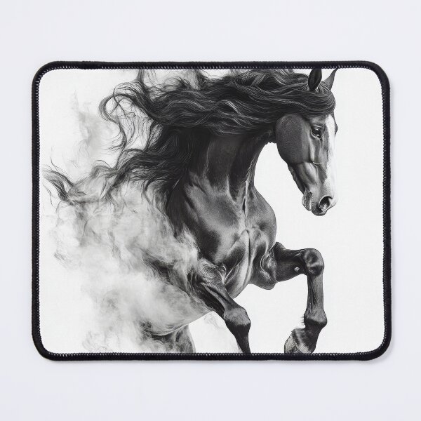 Item preview, A majestic black horse rearing designed and sold by MiraCleAI.