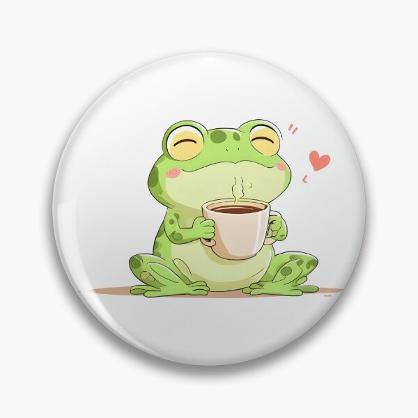 Item preview, unny Frog Drinking Coffee – Cartoon Style, Bright and Fun! designed and sold by johndesignwaves.