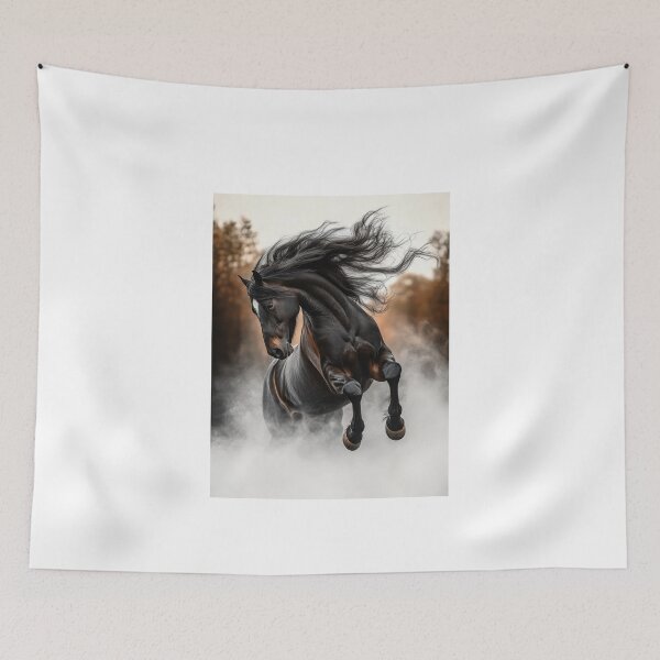 Item preview, A majestic black horse rearing designed and sold by MiraCleAI.