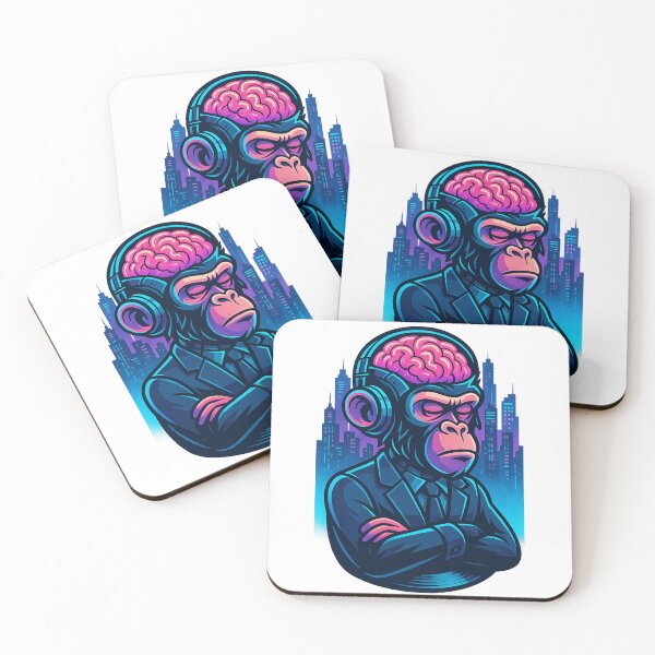 Item preview, Monkey Thinker – Corporate Brainwave in Neon City designed and sold by VIBE CRAFT STUDIO.