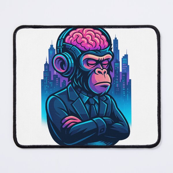 Item preview, Monkey Thinker – Corporate Brainwave in Neon City designed and sold by VIBE CRAFT STUDIO.