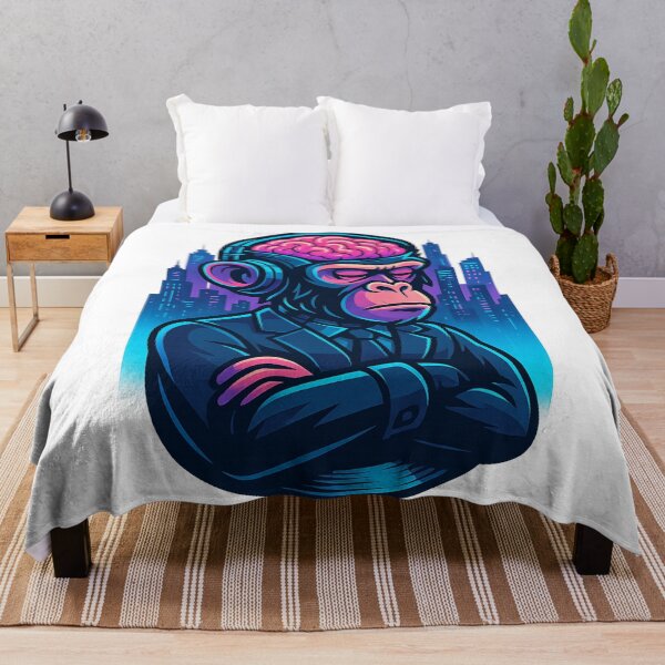 Item preview, Monkey Thinker – Corporate Brainwave in Neon City designed and sold by VIBE CRAFT STUDIO.