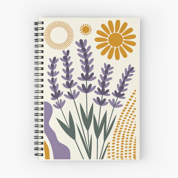 Item preview, Campo de lavanda de verano, arte floral minimalista bohemio con sol designed and sold by WILDEVIOLET.