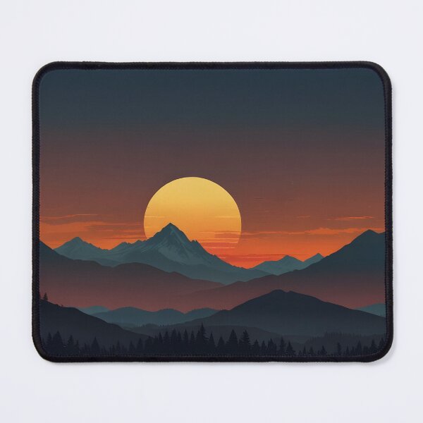 Item preview, Mountain Silhouette with Retro Sunset – Vintage Landscape Art designed and sold by johndesignwaves.
