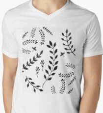 Black & White Leaves Pattern #4 #drawing #decor #art Men's V-Neck T-Shirt