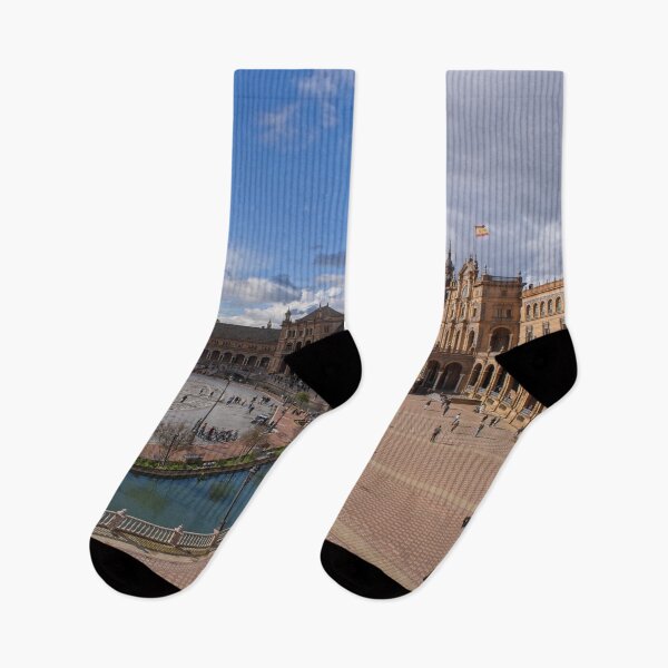 Item preview, Seville. Plaza de Espana. Streets, buildings. Lifestyle in the urban area. Cloudy spring day.  designed and sold by Maurizio Fabbroni.