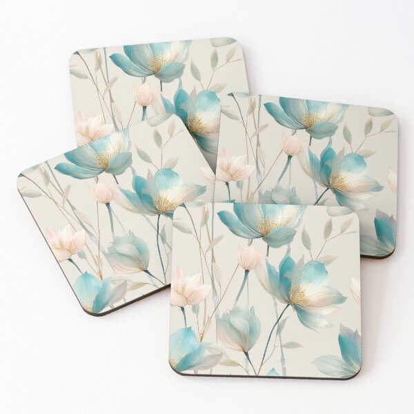 Item preview, Whispering Lotus – Soft Aqua and Blush Floral Elegance designed and sold by Moisky Patterns.