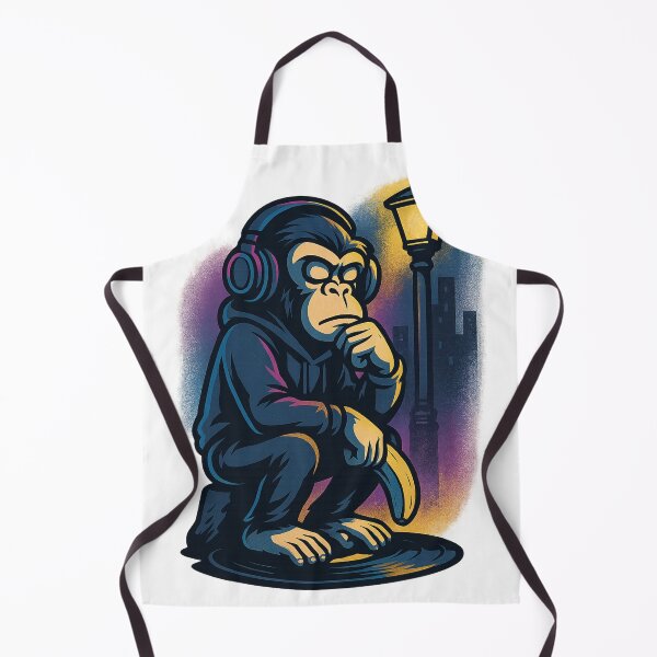 Item preview, Monkey Thinker – Midnight Banana Reflection Street Art designed and sold by VIBE CRAFT STUDIO.
