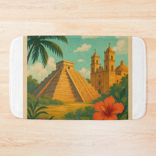 Item preview, Yucatán Mexico – Temple and Cathedral Tropical Scene designed and sold by Aryabek.