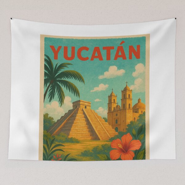 Item preview, Yucatán Mexico – Temple and Cathedral Tropical Scene designed and sold by Aryabek.