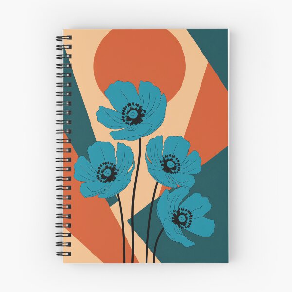 Artikelvorschau, Petrol Mohn geometrische Retro Blumenkunst entworfen und verkauft von WILDEVIOLET.