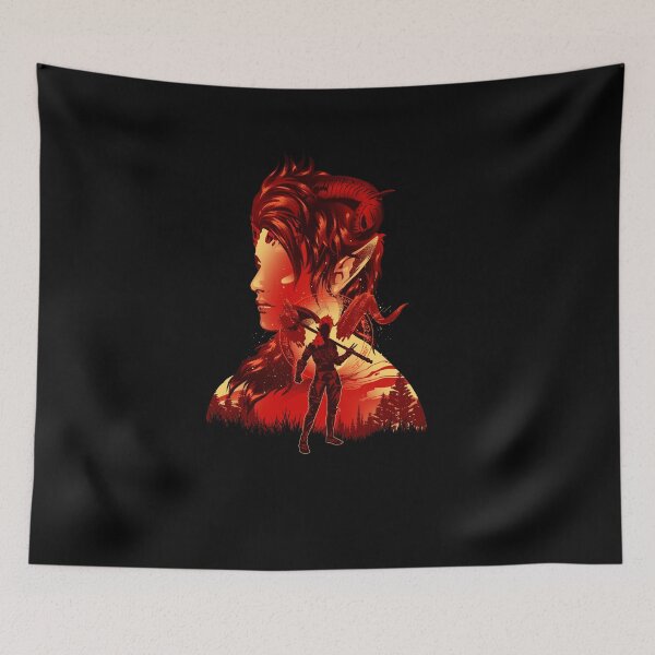 Item preview, Karlach - Barbarian Tiefling Silhouette Art Print designed and sold by Hypertwenty Designs.