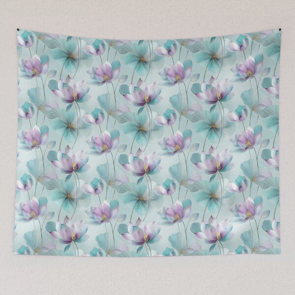 Item preview, Opaline Bloom – Lotus Petals in Lavender and Aqua Mist designed and sold by Moisky Patterns.
