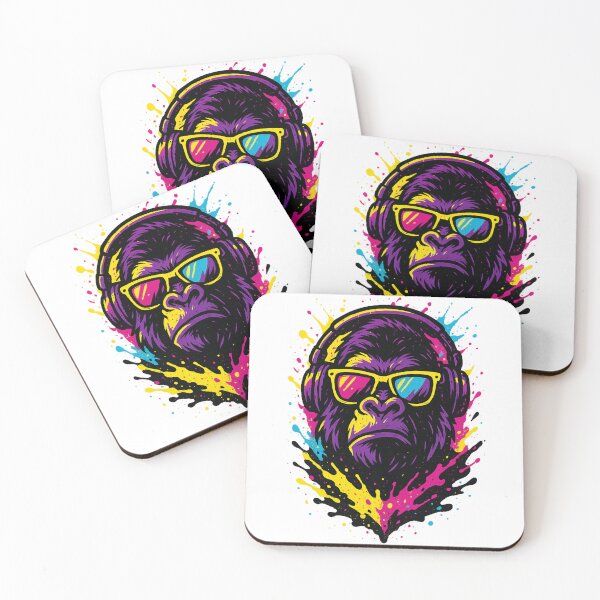 Item preview, Monkey Thinker – Graffiti DJ Gorilla in Neon Splash designed and sold by VIBE CRAFT STUDIO.
