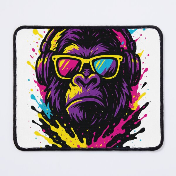 Item preview, Monkey Thinker – Graffiti DJ Gorilla in Neon Splash designed and sold by VIBE CRAFT STUDIO.