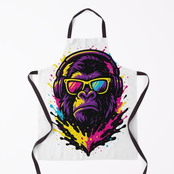 Item preview, Monkey Thinker – Graffiti DJ Gorilla in Neon Splash designed and sold by VIBE CRAFT STUDIO.